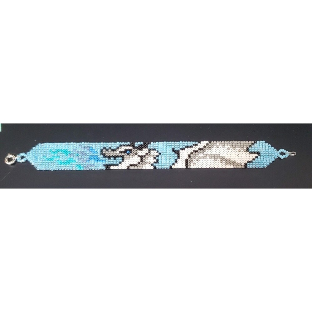 Dragon Delica Bead Woven Bracelet 7 1/4" Beaded Jewelry Handmade
